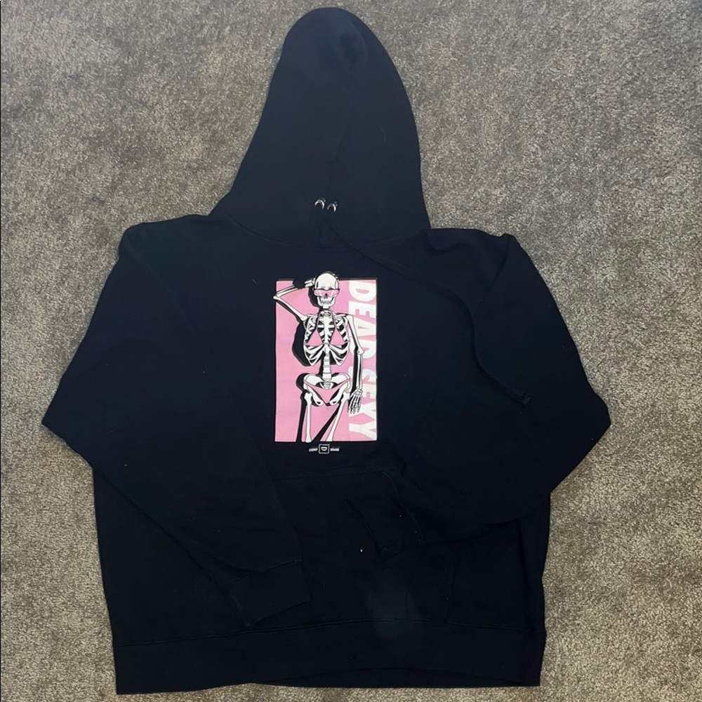 “Dead Sexy” Bikini Skeleton Graphic Jacket with Hood